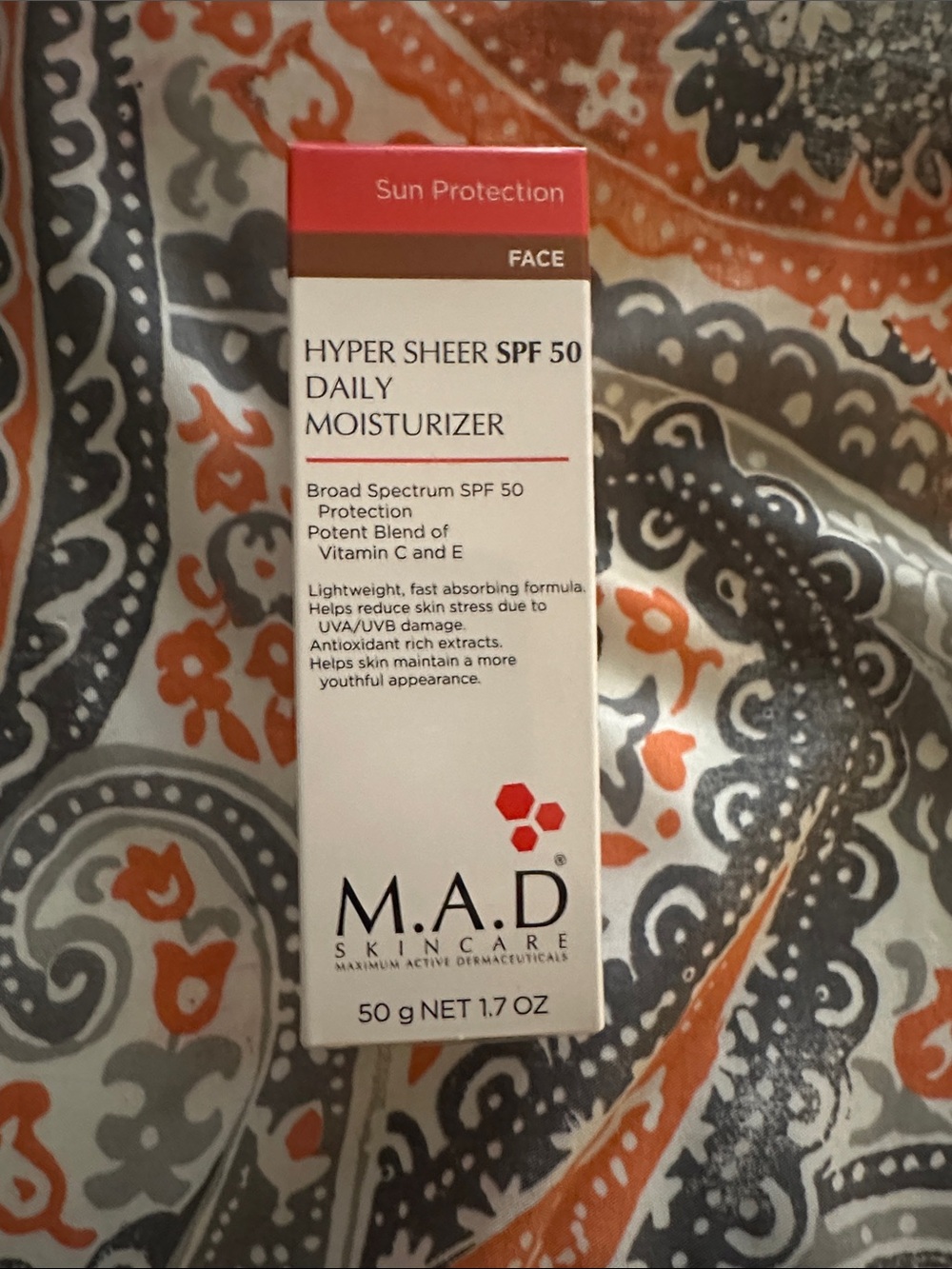 M. A. D. hyper sheer SPF 50 daily moisturizer 1.7 oz new in box